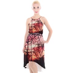 October Sunset High-low Halter Chiffon Dress  by bloomingvinedesign