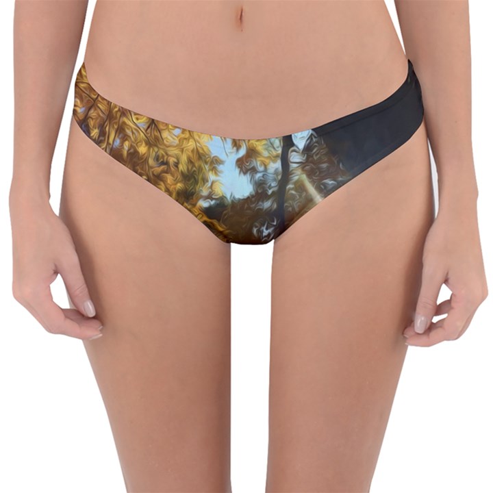 Fall Yellow Swirly Sunlight Reversible Hipster Bikini Bottoms