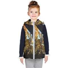 Fall Yellow Swirly Sunlight Kid s Hooded Puffer Vest by bloomingvinedesign