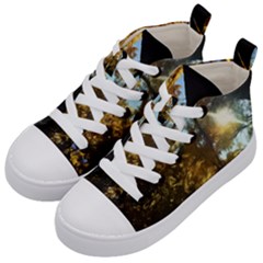 Fall Yellow Swirly Sunlight Kid s Mid-top Canvas Sneakers