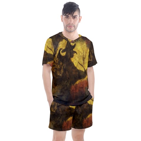 Witch On Moon Men s Mesh Tee And Shorts Set by bloomingvinedesign