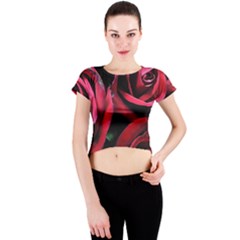 Red Roses Crew Neck Crop Top