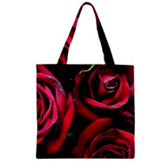 Red Roses Zipper Grocery Tote Bag