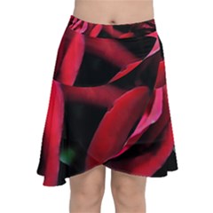 Red Roses Chiffon Wrap Front Skirt