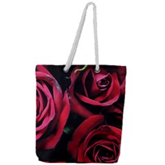 Red Roses Full Print Rope Handle Tote (large)