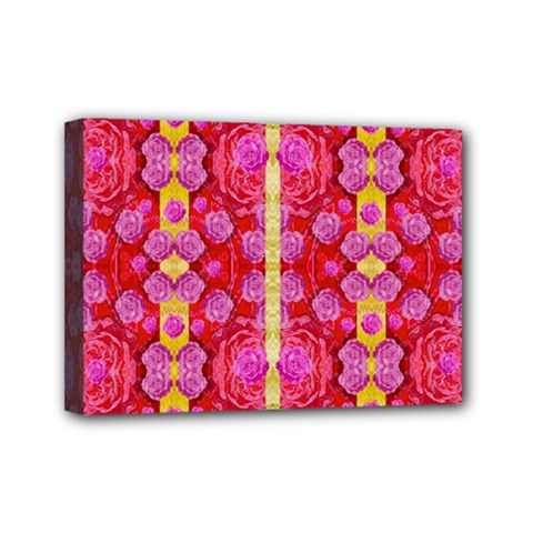 Roses And Butterflies On Ribbons As A Gift Of Love Mini Canvas 7  X 5  (stretched) by pepitasart