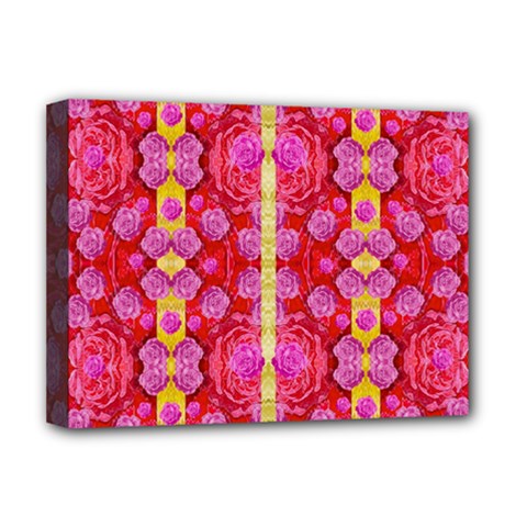 Roses And Butterflies On Ribbons As A Gift Of Love Deluxe Canvas 16  X 12  (stretched)  by pepitasart