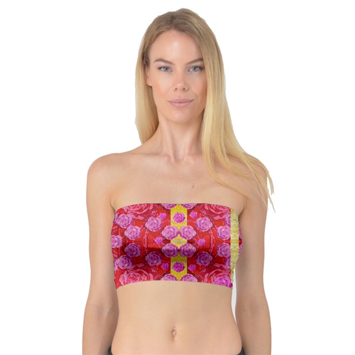 Roses And Butterflies On Ribbons As A Gift Of Love Bandeau Top