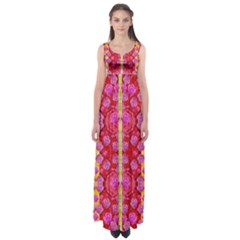 Roses And Butterflies On Ribbons As A Gift Of Love Empire Waist Maxi Dress by pepitasart