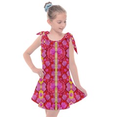 Roses And Butterflies On Ribbons As A Gift Of Love Kids  Tie Up Tunic Dress by pepitasart