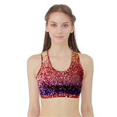 Rainbow Glitter Graphic Sports Bra With Border by bloomingvinedesign