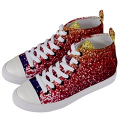 Rainbow Glitter Graphic Women s Mid-top Canvas Sneakers by bloomingvinedesign