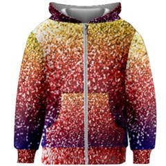 Rainbow Glitter Graphic Kids Zipper Hoodie Without Drawstring