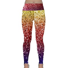 Rainbow Glitter Graphic Lightweight Velour Classic Yoga Leggings