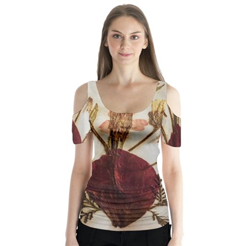 Holy Land Flowers 3 Butterfly Sleeve Cutout Tee  by DeneWestUK