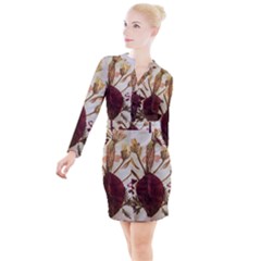 Holy Land Flowers 3 Button Long Sleeve Dress