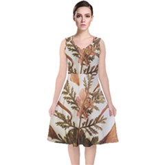 Holy Land Flowers 4 V-neck Midi Sleeveless Dress 