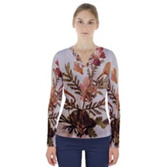 Holy Land Flowers 4 V-neck Long Sleeve Top by DeneWestUK