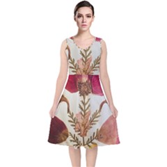 Holy Land Flowers 6 V-neck Midi Sleeveless Dress 