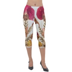 Holy Land Flowers 6 Lightweight Velour Capri Leggings 