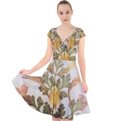 Holy Land Flowers 7 Cap Sleeve Front Wrap Midi Dress by DeneWestUK