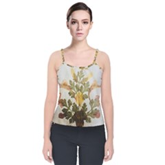 Holy Land Flowers 7 Velvet Spaghetti Strap Top