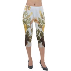 Holy Land Flowers 7 Lightweight Velour Capri Leggings 