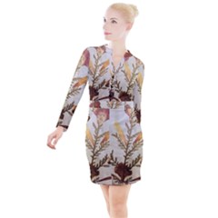 Holy Land Flowers 8 Button Long Sleeve Dress