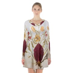 Holy Land Flowers 9 Long Sleeve Velvet V-neck Dress