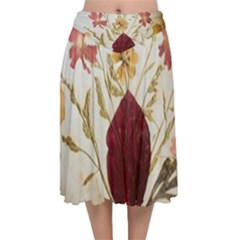 Holy Land Flowers 9 Velvet Flared Midi Skirt