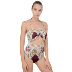 Holy Land Flowers 9 Scallop Top Cut Out Swimsuit