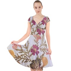 Holy Land Flowers 10 Cap Sleeve Front Wrap Midi Dress by DeneWestUK