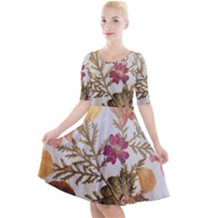 Holy Land Flowers 10 Quarter Sleeve A-line Dress