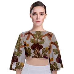 Holy Land Flowers 12 Tie Back Butterfly Sleeve Chiffon Top