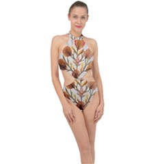 Holy Land Flowers 14 Halter Side Cut Swimsuit