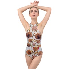 Holy Land Flowers 14 Cross Front Low Back Swimsuit