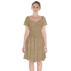 Burlap Coffee Sack Grunge Knit Look Short Sleeve Bardot Dress