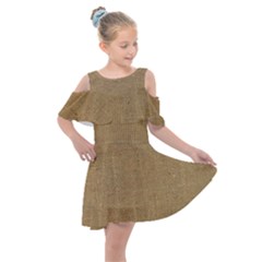 Burlap Coffee Sack Grunge Knit Look Kids  Shoulder Cutout Chiffon Dress by dressshop