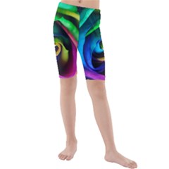 Rainbow Rose 17 Kids  Mid Length Swim Shorts by bloomingvinedesign