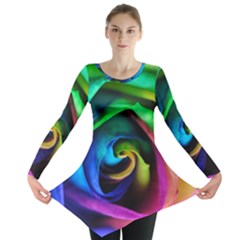 Rainbow Rose 17 Long Sleeve Tunic  by bloomingvinedesign