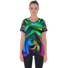 Rainbow Rose 17 Cut Out Side Drop Tee by bloomingvinedesign