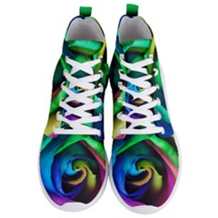 Rainbow Rose 17 Men s Lightweight High Top Sneakers by bloomingvinedesign