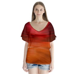 Colourlines V-neck Flutter Sleeve Top by kunstklamotte023