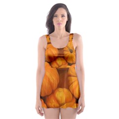 Pumpkins Tiny Gourds Pile Skater Dress Swimsuit by bloomingvinedesign