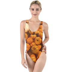 Pumpkins Tiny Gourds Pile High Leg Strappy Swimsuit by bloomingvinedesign