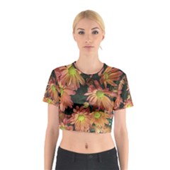 Cream And Pink Fall Flowers Cotton Crop Top by bloomingvinedesign