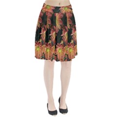 Cream And Pink Fall Flowers Pleated Skirt