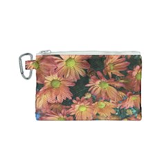 Cream And Pink Fall Flowers Canvas Cosmetic Bag (small)