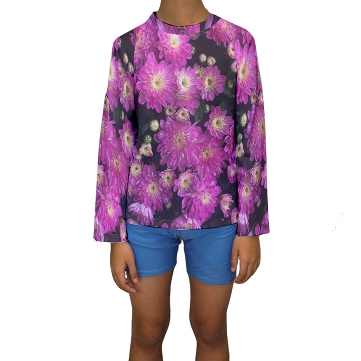 Pink Mums Garden Kids  Long Sleeve Swimwear