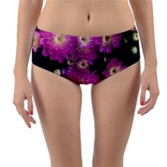 Pink Mums Garden Reversible Mid-waist Bikini Bottoms